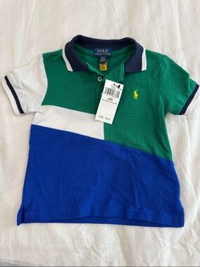 Polo by Ralph Lauren Green White Blue Colorblock Polo - 2T